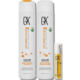 GK HAIR front packaging showing shampoo conditioner and oil for color protection