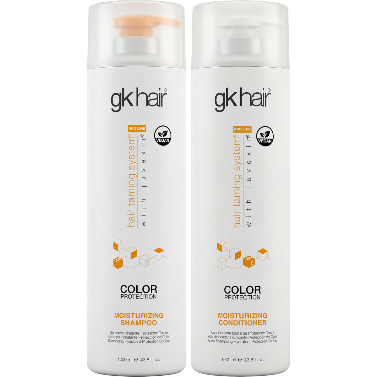GK HAIR front packaging showing shampoo and conditioner and salon-sized value