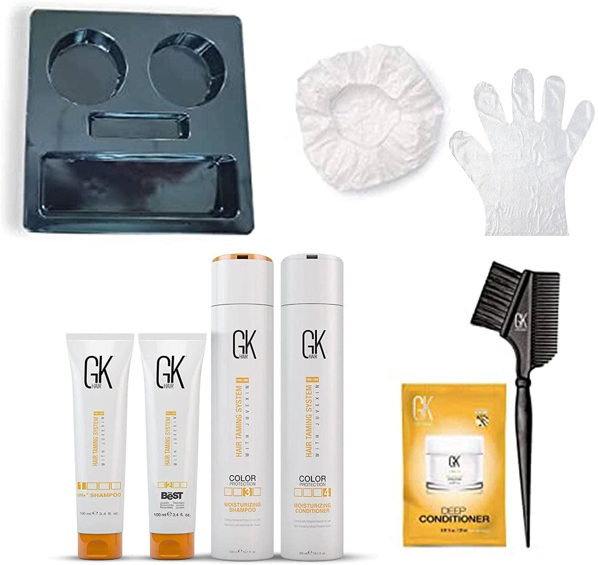 GK HAIR front packaging showing kit components and clear benefit