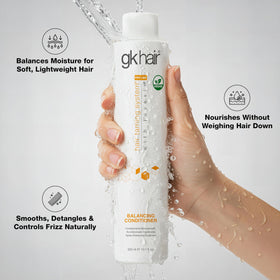 GK HAIR bottles in-hand size comparison illustrating travel friendly benefit