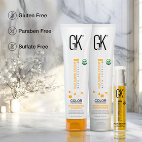 GK HAIR natural ingredients display with aloe and shea to show nourishing benefit