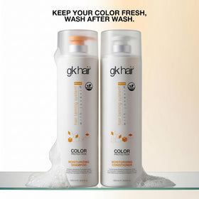 GK HAIR botanical extracts arranged beside bottles to show plant-based ingredients
