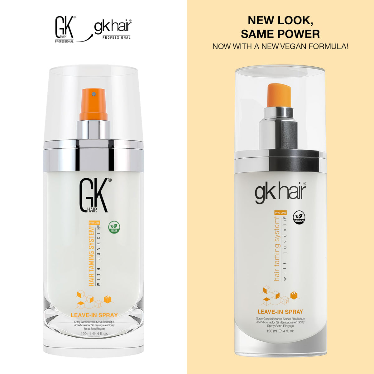 GK HAIR close label detail highlighting ingredients and usage benefits