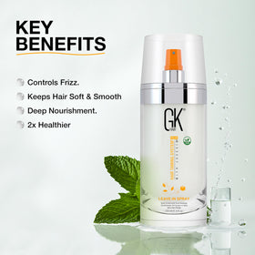 GK HAIR texture close-up showing lightweight formula and smooth finish