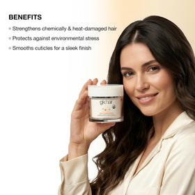 GK HAIR label close-up with usage and ingredient details for clarity