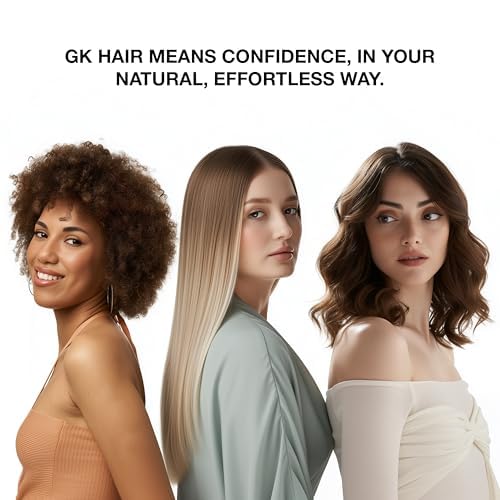 GK HAIR styled hair in lifestyle scene showing glossy finish and healthy-looking appearance