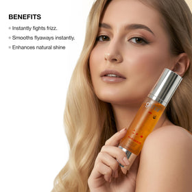 GK HAIR applied to damp hair displaying effortless styling and frizz control