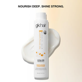 GK HAIR open cap showing ingredient list and gentle, protective formula