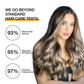 GK HAIR pump and label detail highlighting easy dispensing and product precision