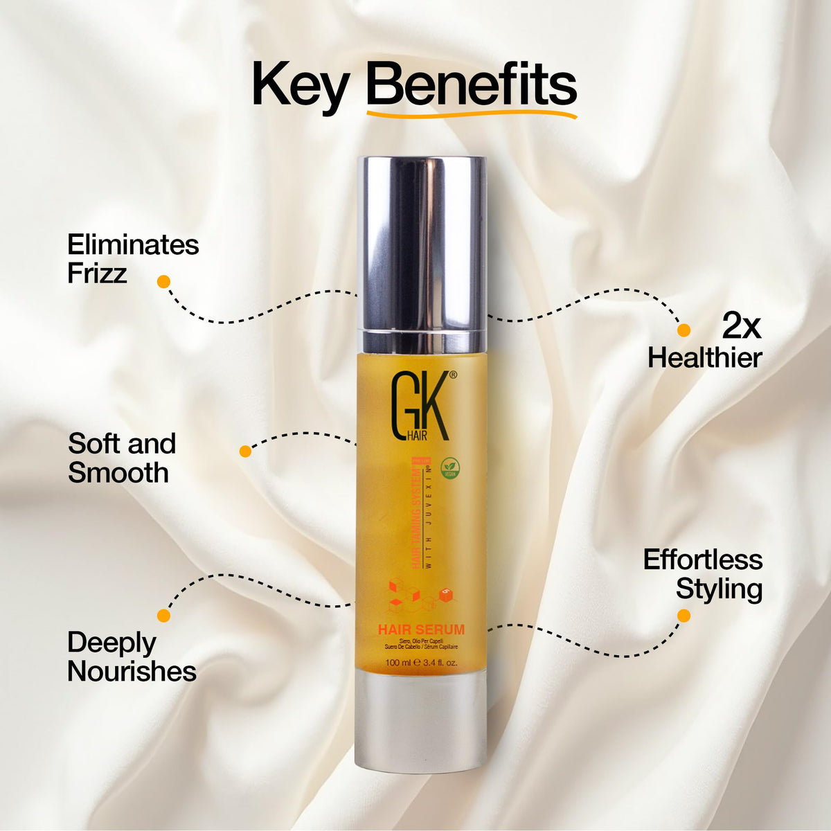 GK HAIR pump closeup showing easy dispensing and controlled application benefit
