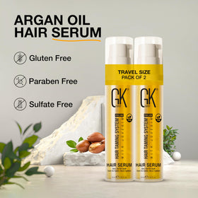 GK HAIR ingredients shot with argan and keratin illustrating nourishing blend