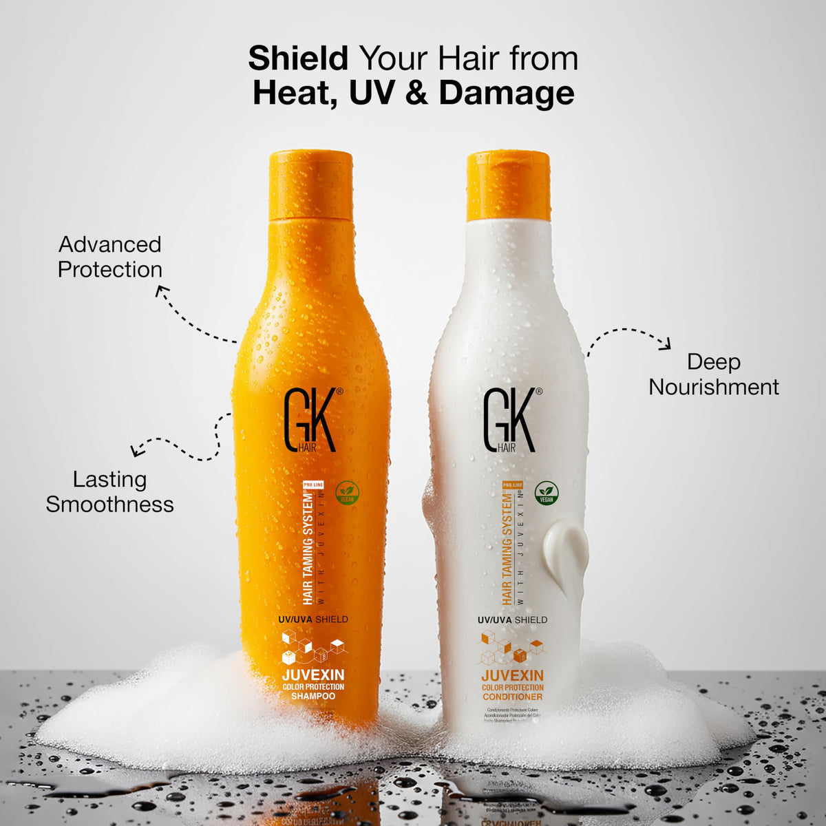 GK HAIR before and after color-treated hair showing improved vibrancy