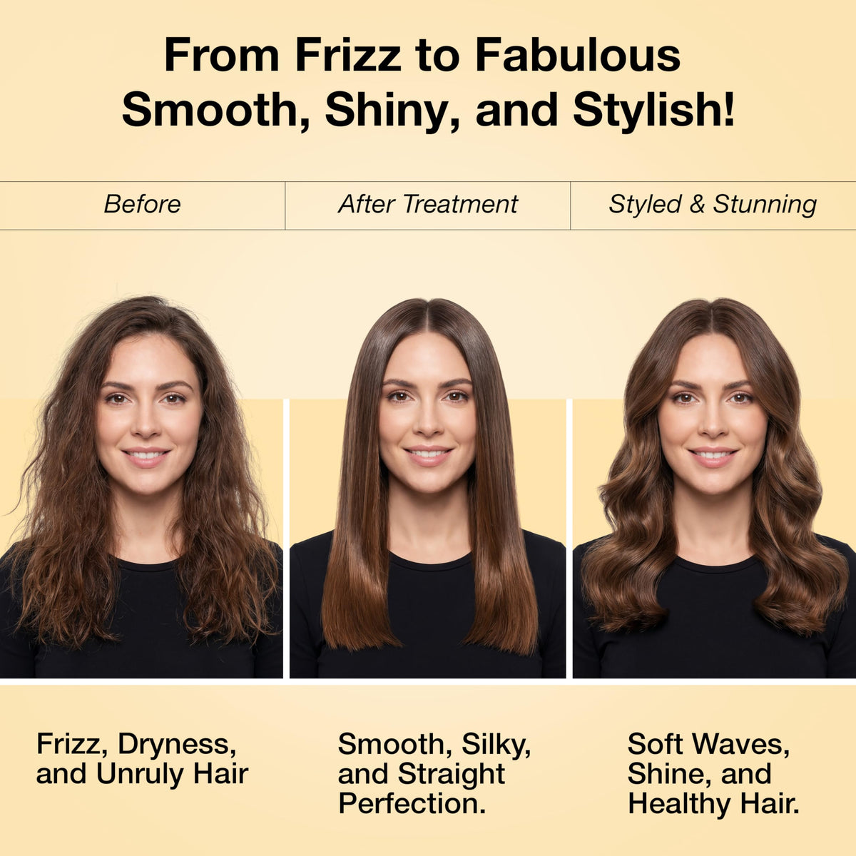 GK HAIR in styled setting showing glossy, manageable hair benefit