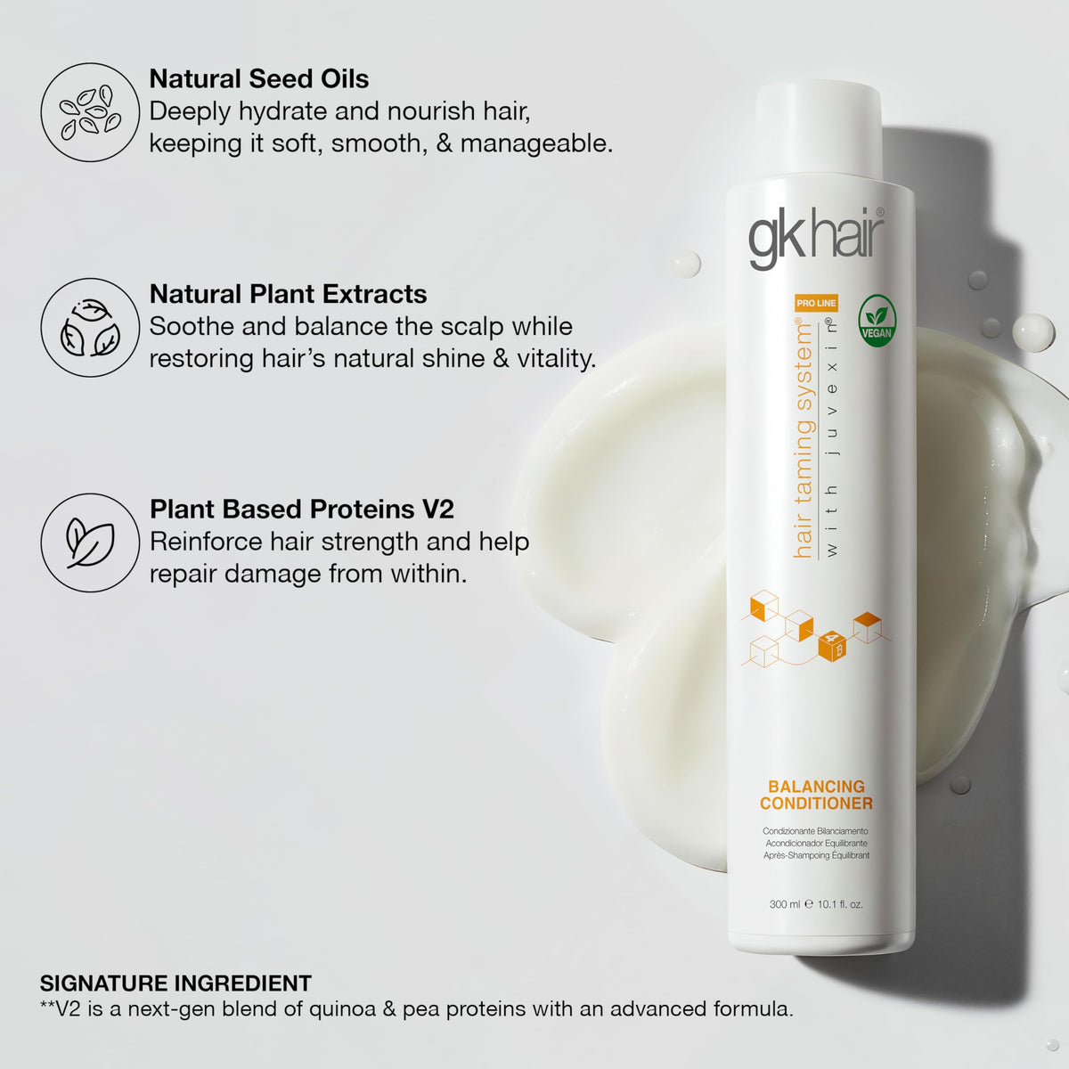 GK HAIR styled hair after wash lifestyle shot showing smooth, frizz-controlled benefit