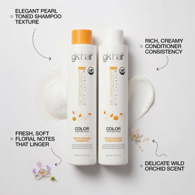 GK HAIR shampoo lather texture demonstrating gentle, moisturizing cleanse for colored hair