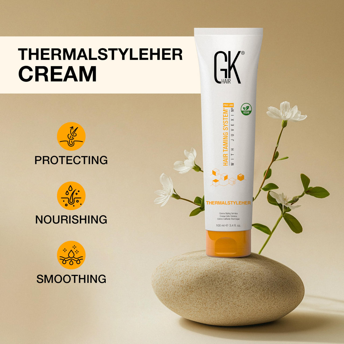 GK HAIR before and after hair comparison showing smoother, shinier results benefit