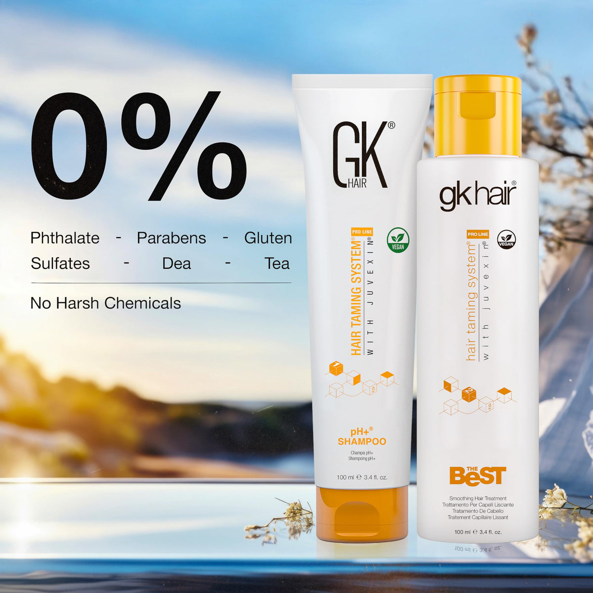 GK HAIR treatment cream applied to palm showing even application for frizz control