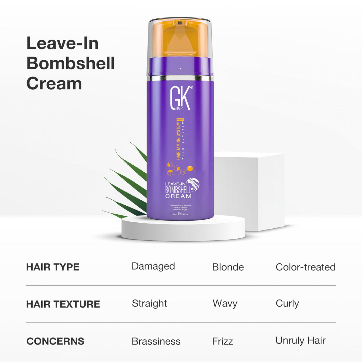 GK HAIR cream texture close-up showing smooth spreadable formula benefit