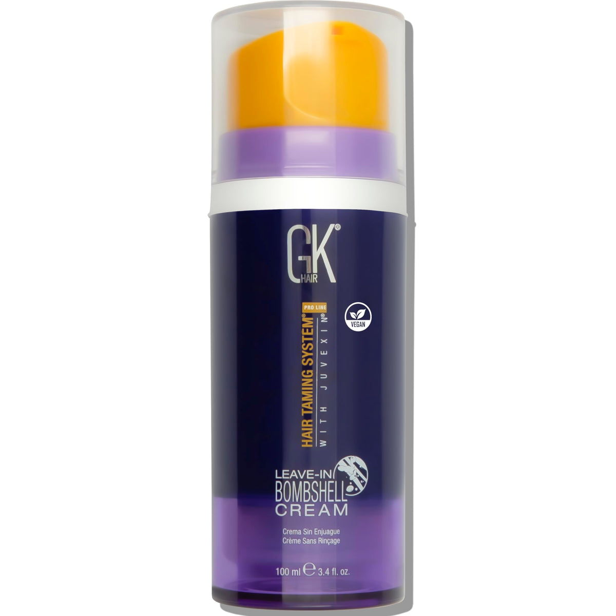 GK HAIR front packaging showing the purple leave-in cream and benefits