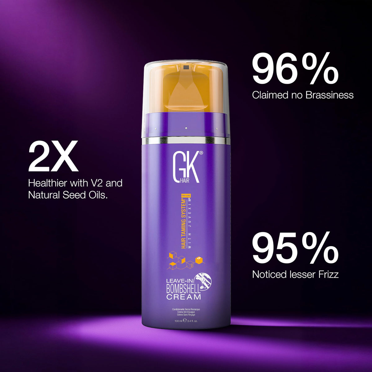 GK HAIR label detail highlighting product information and ingredient benefits