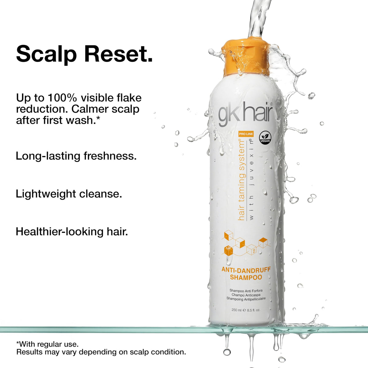 GK HAIR before and after scalp area demonstrating reduced flakes and calmer skin