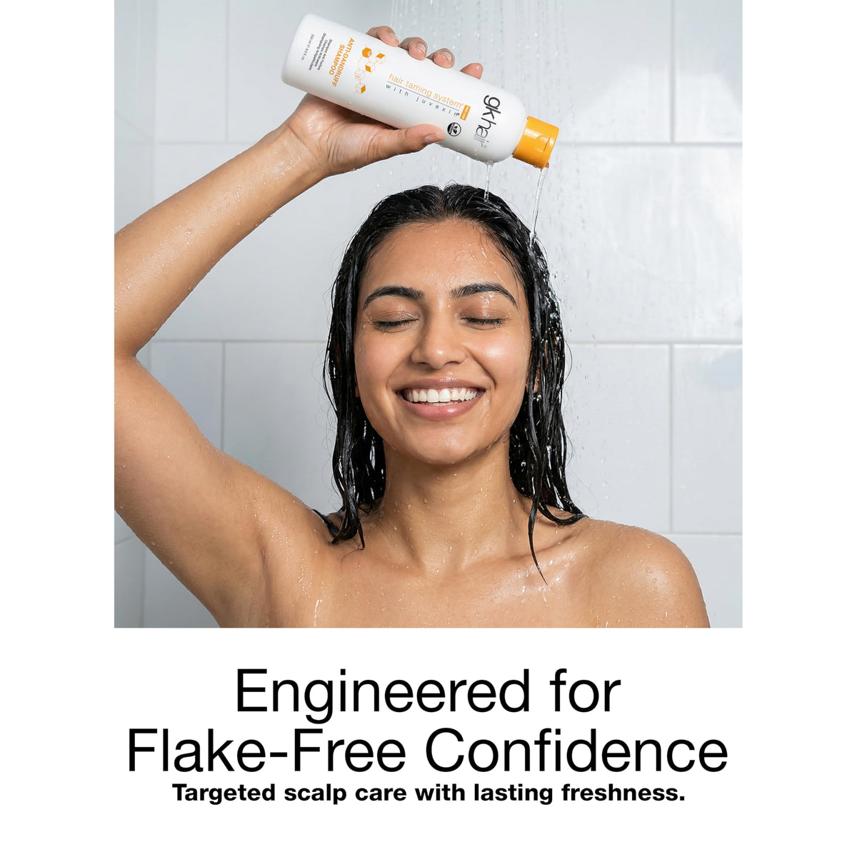 GK HAIR shampoo texture close-up demonstrating gentle, conditioning consistency