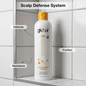 GK HAIR bottle with ruler for size comparison and travel-friendly benefit