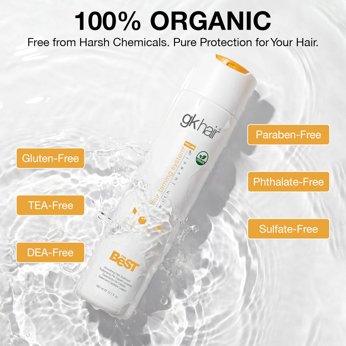GK HAIR product applied by stylist on hair demonstrating benefit of smoother styling
