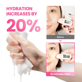 GLAM UP size comparison with hand to show single sachet dimensions and portability