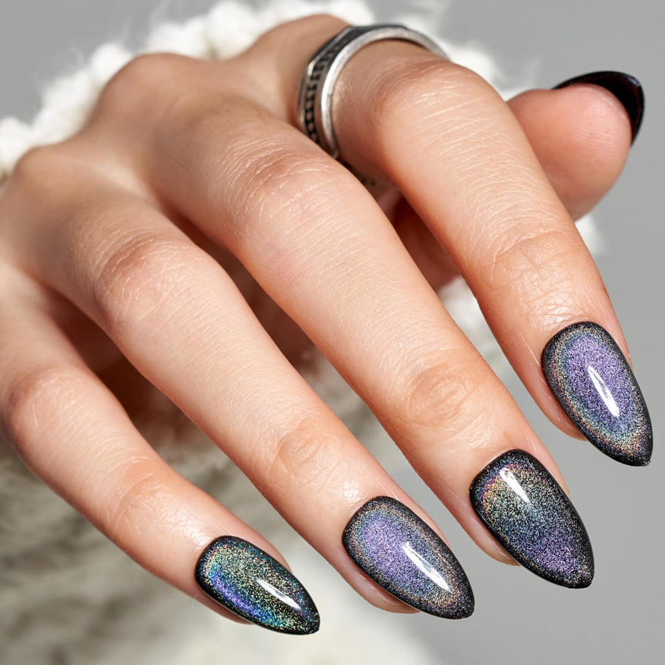 GLAMERMAID front packaging showing black blue cat eye nails and easy kit benefits