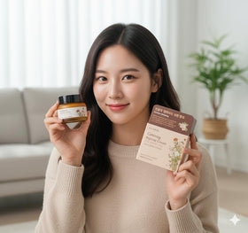 Glamfox ginseng root and extract vial display emphasizing antioxidant potency