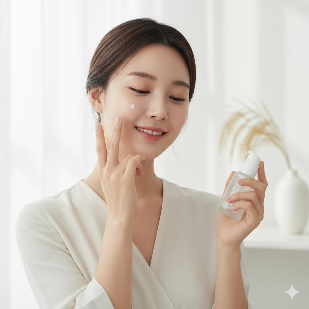 Glamfox serum in morning bathroom routine, highlights quick layering benefit