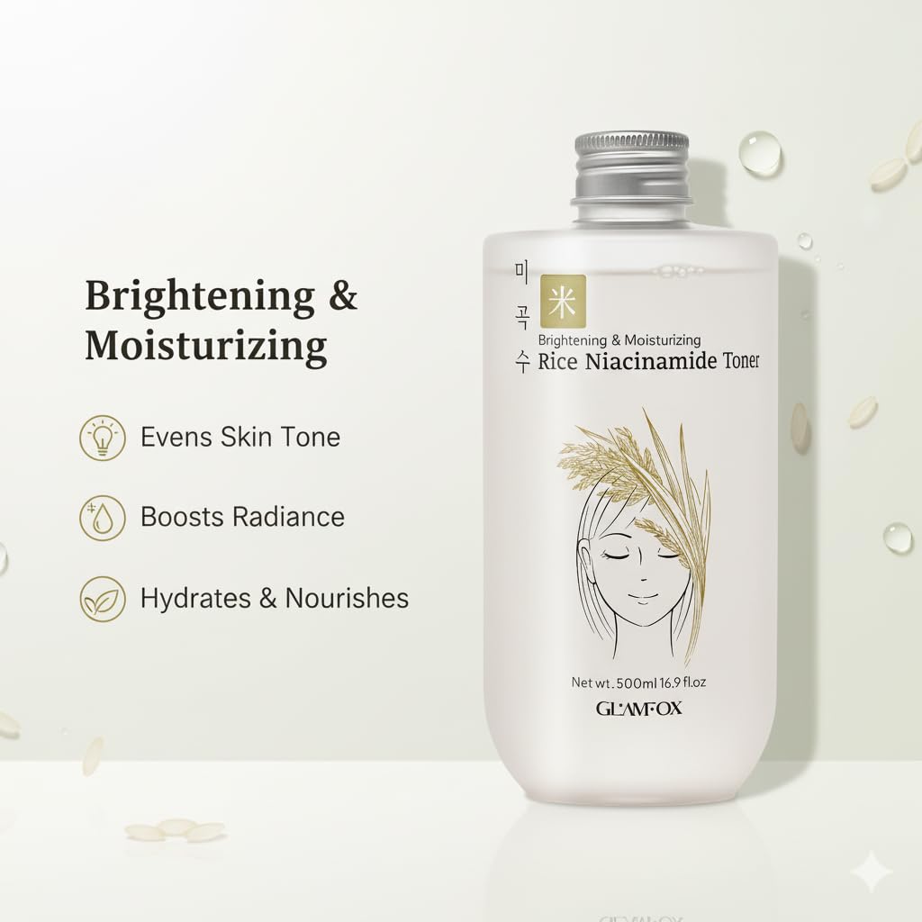 Glamfox toner in routine with cotton pad, demonstrates quick prep and radiant skin