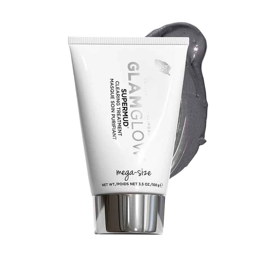 Glamglow SUPERMUD front packaging showing jar and branding for effective pore clearing