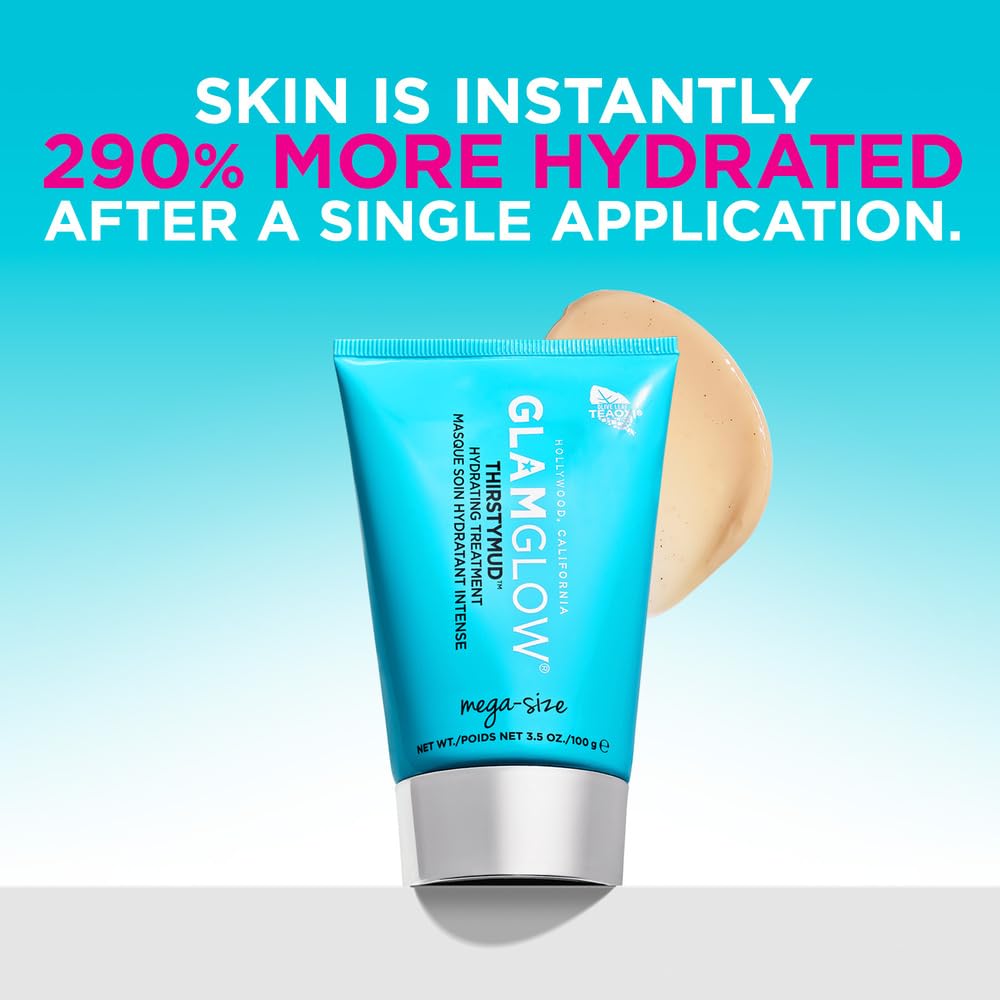 Glamglow jar held in hand to show 3.5 oz scale and portable treatment convenience