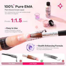 glamonade upgraded acrylic brush close detail for easier shaping and smooth finish