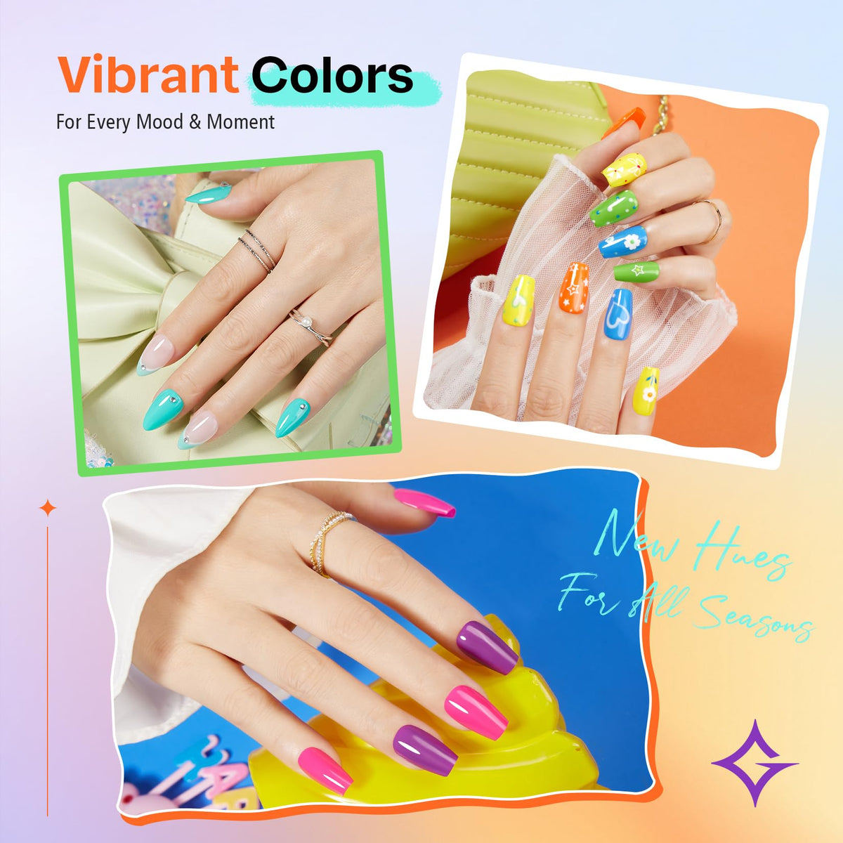 Glamonade color swatches on nail wheel displaying range and opacity benefit: shade clarity