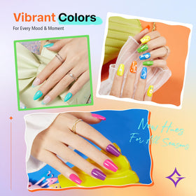 Glamonade color swatches on nail wheel displaying range and opacity benefit: shade clarity