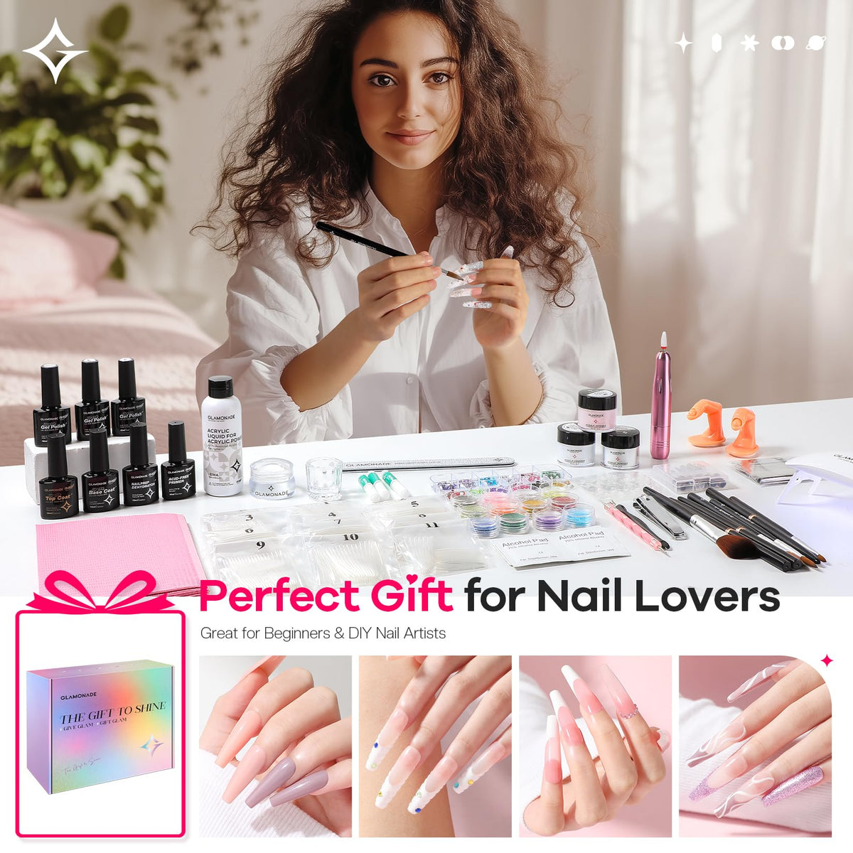 glamonade full kit styled on a vanity to show real-world starter kit gifting