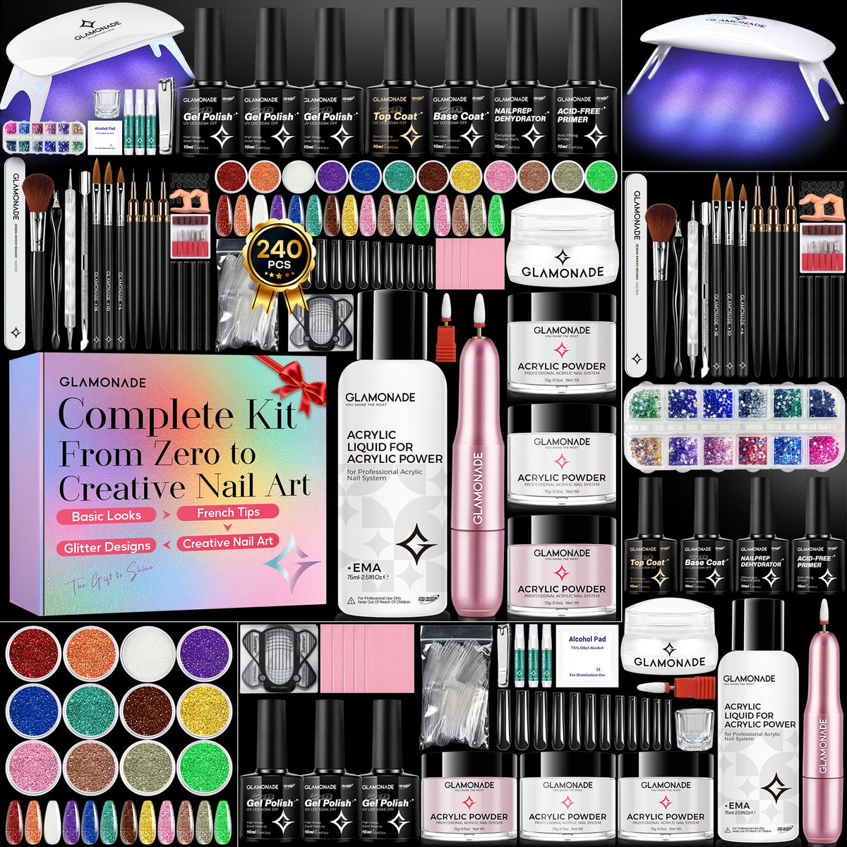 glamonade kit front view showing included tools and organized layout for quick setup