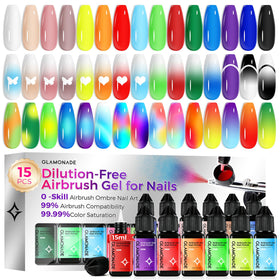 Glamonade front packaging showing 15 gel airbrush bottles and kit benefits