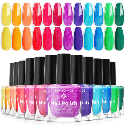 Glamonade front packaging showing 12 shimmer shades and benefits
