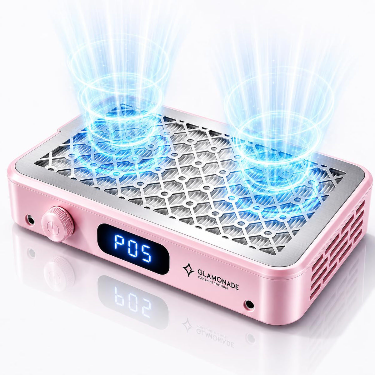 glamonade front view on table showing compact design and dust capture benefit
