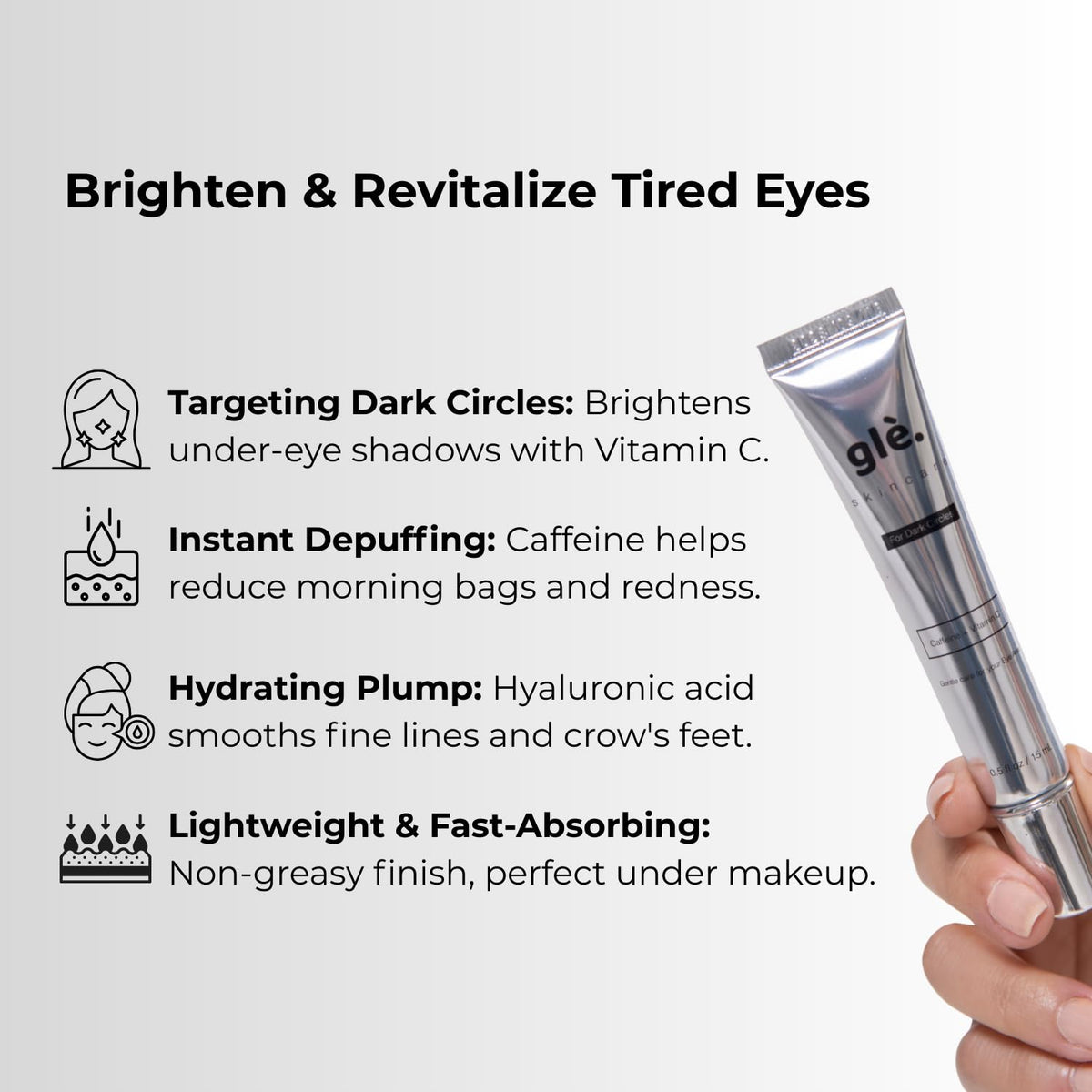 Gle eye serum dropper closeup displaying lightweight texture for precise application