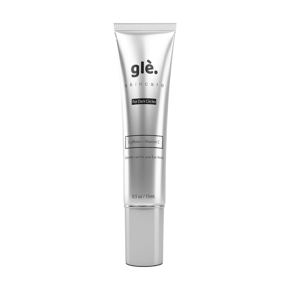 Gle eye serum front packaging showing compact travel bottle and branding benefit brightening