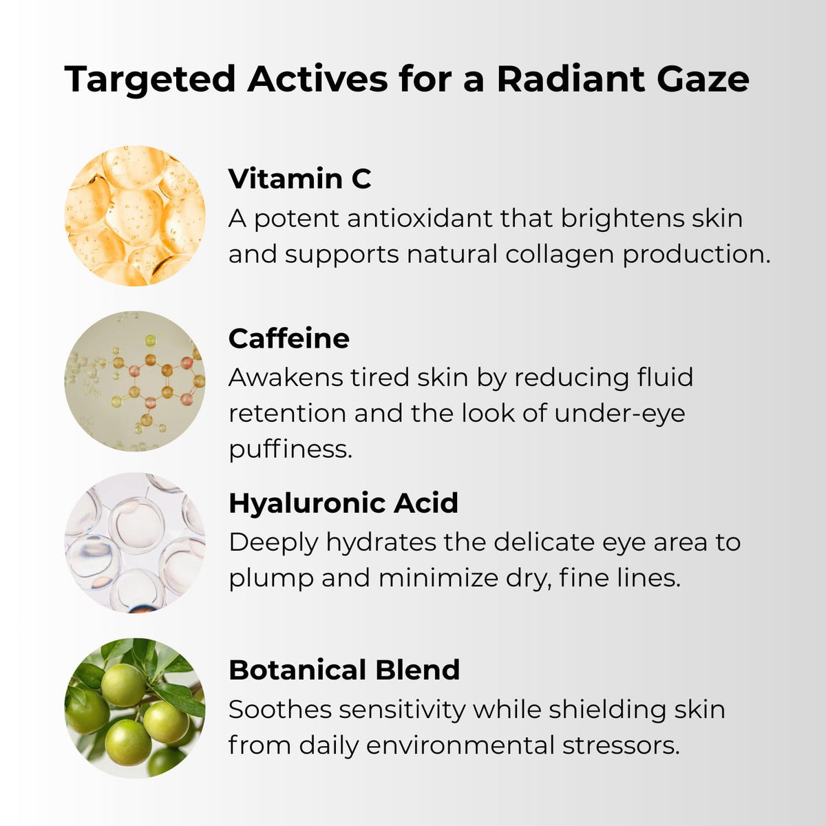 Gle eye serum texture on skin illustrating fast absorption and non-greasy hydration