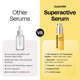 Gleamin 1 fl oz bottle in hand showing scale and travel-friendly benefit