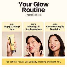 Gleamin being applied to face in demo showing gentle exfoliation