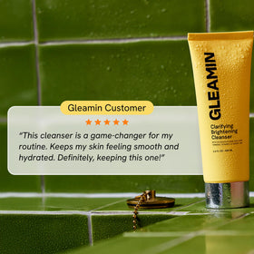 Gleamin displayed on bathroom shelf in lifestyle scene for aesthetic appeal