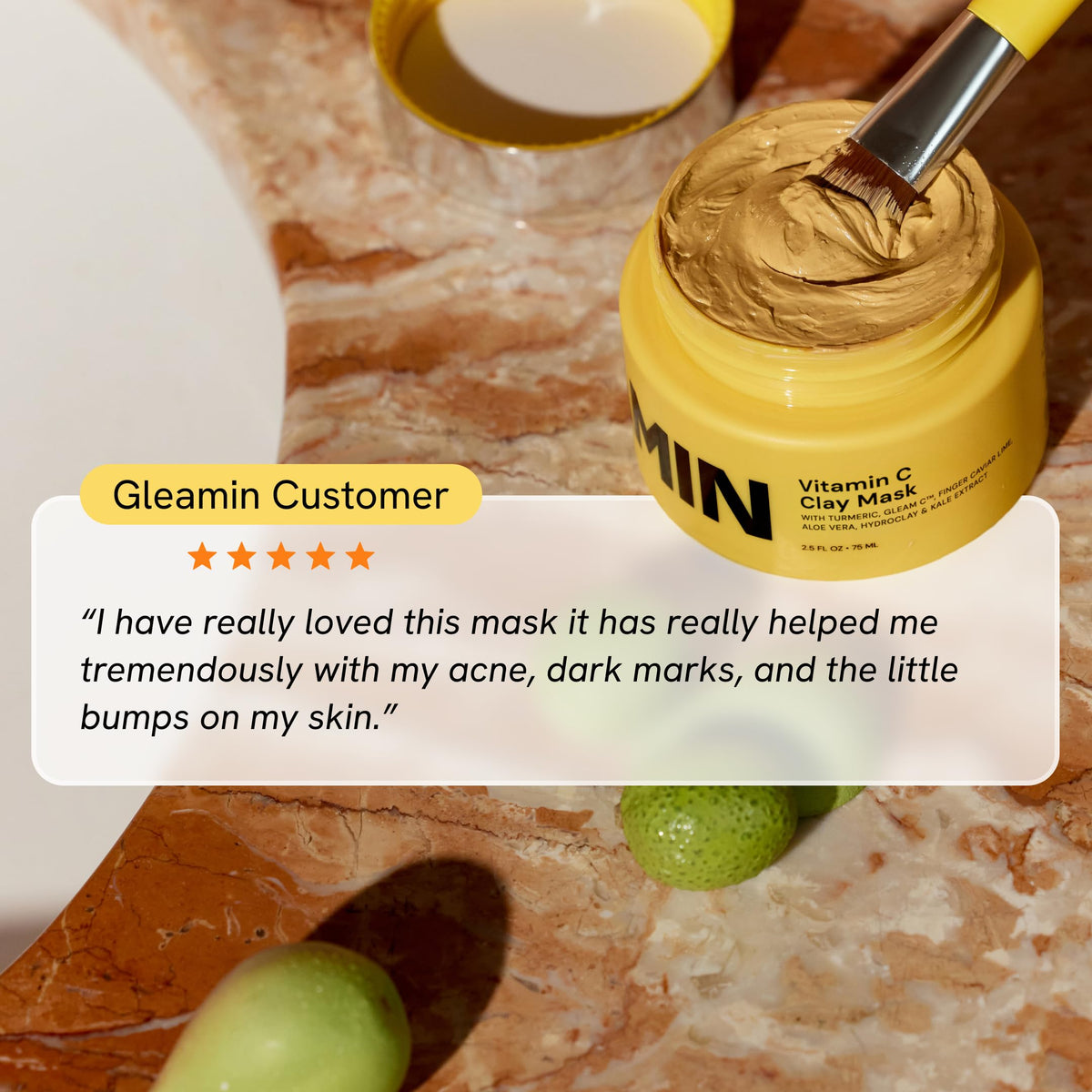 Gleamin before and after skin close-up showing reduced dark spot appearance